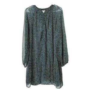 Joie Dress Large Button Accent Sheer Balloon Sleeve Short Chiffon Flowy Boho